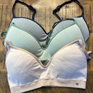 Lucky Brand Seamless Bra Trio - Navy, Sage, Beige